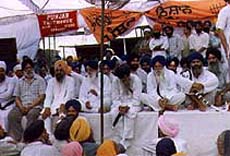 A protest dharna organised by the Panthic Morcha.