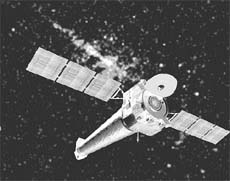 An artists illustration of NASAs orbiting Chandra X-ray observatory