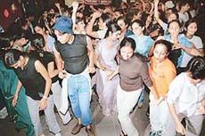 Students of the National Institute of Fashion Design at a theme dance party to welcome Vengaboys to the city