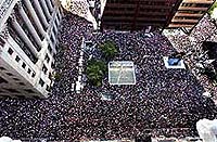Chicagoans gather in Chicago's Daley Plaza on Friday