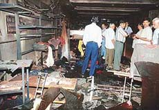 This is what remains after a fire broke out in a readymade garments showroom at Sector 11 in Panchkula on Sunday. 