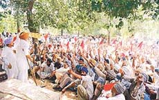 A massive rally by rural labourers in Ludhiana on Tuesday.
