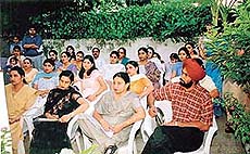 Parents at a lecture series on good parenting which began at Lovely Lotus Nursery School in Ludhiana on Thursday. 