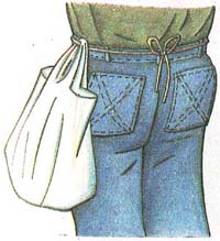 Tie a cloth bag around your waist to hold painting tools