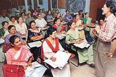 Dr. S.D.Sharma of PGI addreses at a two days orientation programme for biology teachers of Sr. Secondry stage at DAV school Sec-15 of Chandigarh on Thursday.