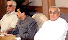 Prime Minister Atal Bihari Vajpayee presiding over the all party meeting on developments following the terror strikes in the U. S., in New Delhi on Thursday.