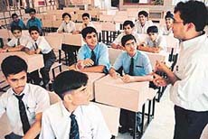 Children participate in the ESPN Sports Quiz in Tender Heart School, Sector 33, Chandigarh.