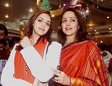 Dream girls Hema Malini and her daughter Esha Deol in New Delhi.