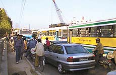 Vehicles inching forward at a snail’s pace in the Capital.