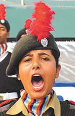 BATTLE-READY: An NCC cadet at a Republic Day camp.