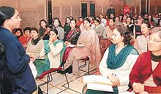 Ms Lata Vaidyanathan addresses participants at a seminar on Effective pre-primary teaching in Chandigarh on Saturday. 