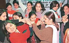 Girls participate in a workshop on “Innovative Teaching Methods” at the Dev Samaj College for Girls, Sector 36, in Chandigarh on Monday.