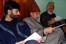 Mohammed Yasin Malok, Hurriyat Conference Chairman  Abdul Gani Bhat and Syeed Ali Shah Geelani