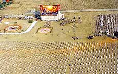 An aerial view of RSS swayamsevaks