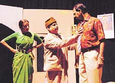A scene from Anton Chekhovs comedy play Proposal (in Hindi) staged at Tagore Theatre, Chandigarh, on Wednesday.