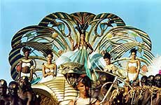 This handout picture made available on Wednesday shows Italian actress Monica Bellucci (centre) playing Cleopatra, in a scene from French director Alain Chabat's "Asterix et Obelix, Mission Cleopatre. 