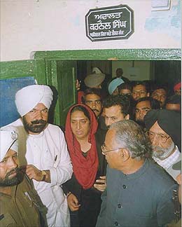 Former Chief Minister Rajinder Kaur Bhattal coming out of the court.  photo Kulbir Beera