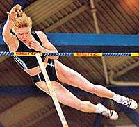 Russias pole vault jumper Svetlana Feofanova is seen while passing 4.50 m during the Sparkassen Cup, track and field indoor meeting in Stuttgart, Germany on Sunday.