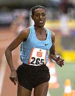 Ethiopias Berhane Adere is seen during the 3000m competition at the Sparkassen Cup track and field indoor meeting in Stuttgart, Germany on Sunday.