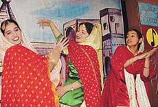 Students of Panjab University present a cultural programme at the inaugural function of "Jhankar-2002" on Tuesday.
