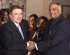 Union Finance Minister Yashwant Sinha with Russian Deputy Prime Minister