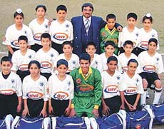 St. Stephens Football Academy members in their new kit presented by Indian Oil in Chandigarh on Sunday.