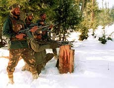 Army jawans keep a strict vigil