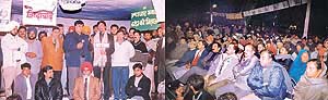 Mr Harish Rai Dhanda, Independent candidate from Ludhiana West, addresses a rally in Ludhiana on Saturday.