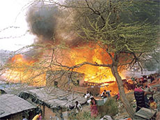 The fire in Yamuna Pushta was brought under control after over two hours.