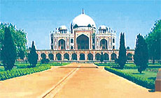 The mausoleum of the Mughal Emperor Humayun is situated on the Delhi-Mathura Road