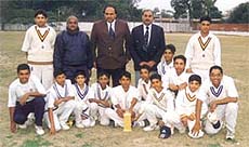 The Hansraj Model School team, which won the R P Jain Under-16 Cricket Tournament