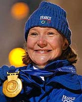 Olympic womens downhill champion Carole Montillet 