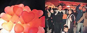 Couples enjoy at a party on the Valentine’s Day