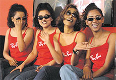 OPTICAL ILLUSION: Models wearing glasses during the Optics 2002 Fair at Pragati Maidan in the Capital on Saturday.