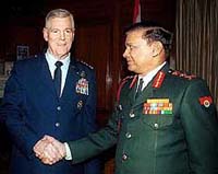 The Chief of the (Indian) Army Staff, General S. Padmanabhan, with General Myers