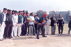 Mr S.S. Kohli, chairman and managing director of Punjab National Bank, inaugurating the cricket tournament of the 8th Banks Sports Meet at the Karnail Singh Stadium in the Capital on Monday.
