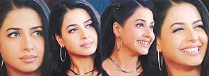 Priya Gill, who has starred in Tere Mere Sapne, Bade Dilwala, Josh and Sirf Tum, during the mahurat shot of the Punjabi film Jee Aayian Noon near Zirakpur on Tuesday. 