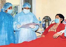 Satya of Rohru village in Himachal Pradesh is examined by doctors