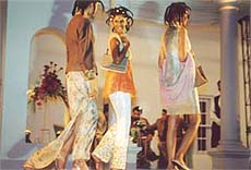 Models walking down the ramp. 