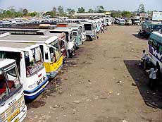 Stranded buses at Ranchi Birsa Bus Stand