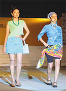 Models walk down the ramp at Lady Irwin College.