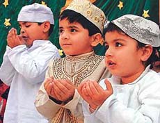 Tiny tots celebrate Id-ul-Zuha at Evergreen Preparatory Academy in Chandigarh on Friday.