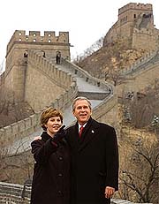 US President George W. Bush and First Lady Laura Bush 
