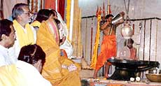 Congress President Sonia Gandhi performs puja