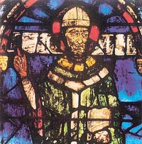 A stained glass window in the cathedral