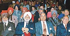 Old students of Punjab Engineering College on the occasion of their reunion on the college campus on Sunday.
