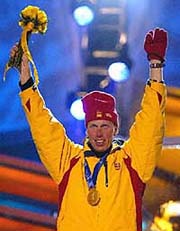 Olympic men's 50 km classical cross-country champion Johann Muehlegg of Spain 