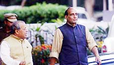 Former Uttar Pradesh Chief Minister Raj Nath Singh and his state party chief Kalraj Mishra