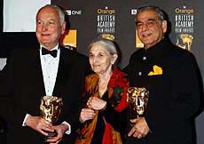 James Ivory, Ruth Pravel Jhabvala and Ismail Merchant with the BAFTA fellowship awards