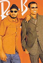 Off spinner Harbhajan Singh and batsman V. V. S. Laxman at a photo-op in the Capital.
